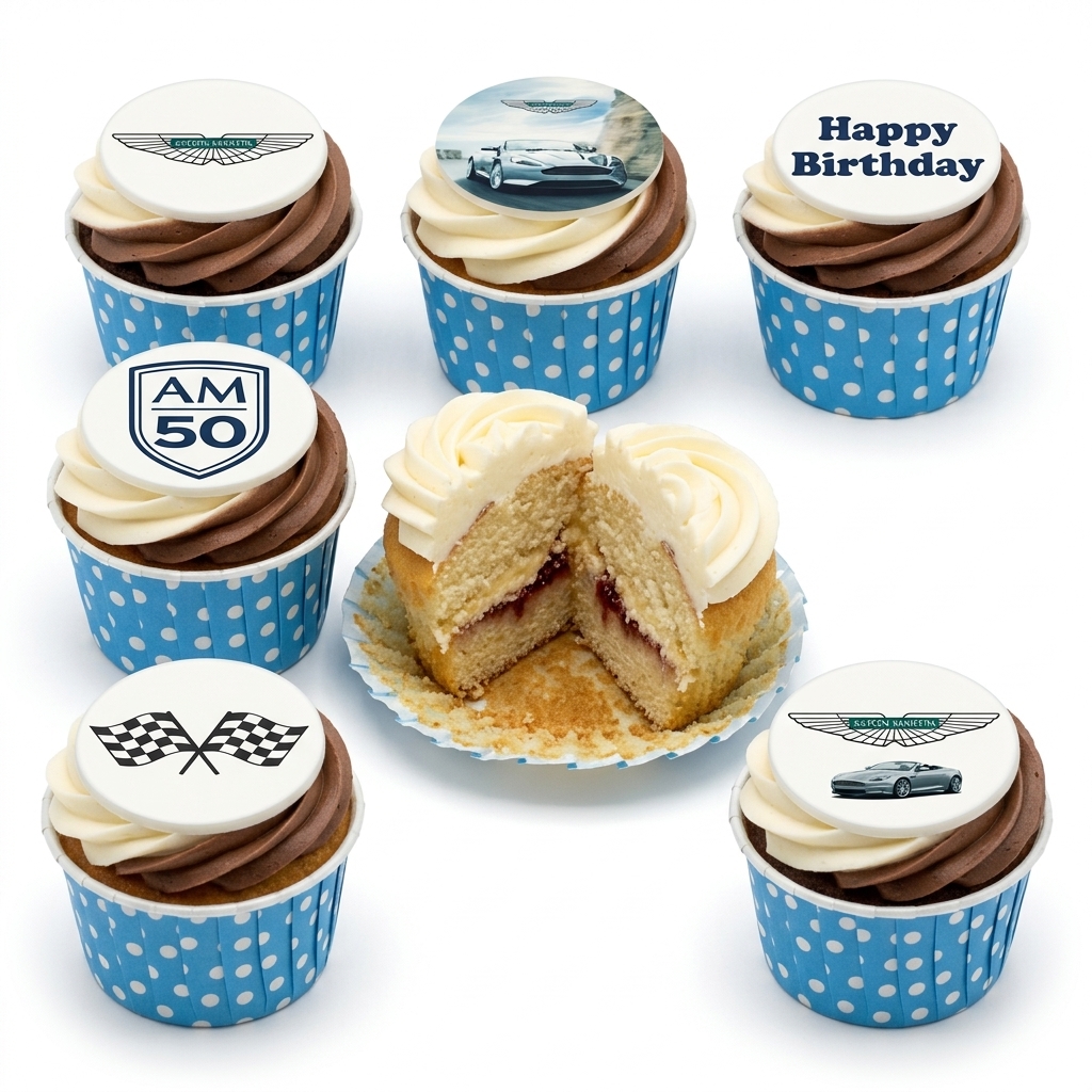 Aston Martin Car Theme Birthday Cupcakes