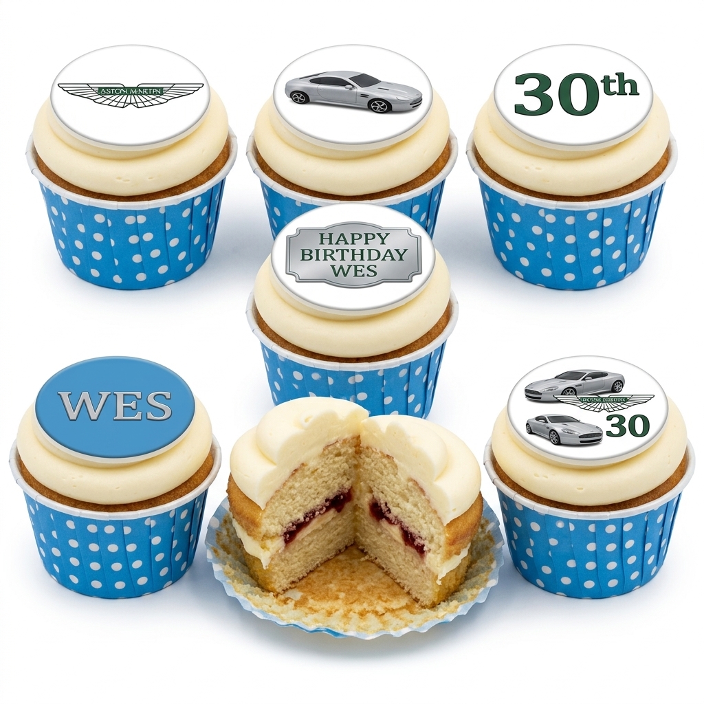 Aston Martin Luxury Car Birthday Cupcakes