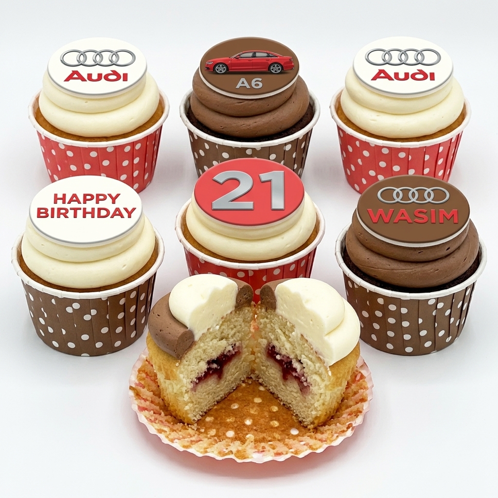 Audi Car Theme Birthday Cupcakes with Custom Age