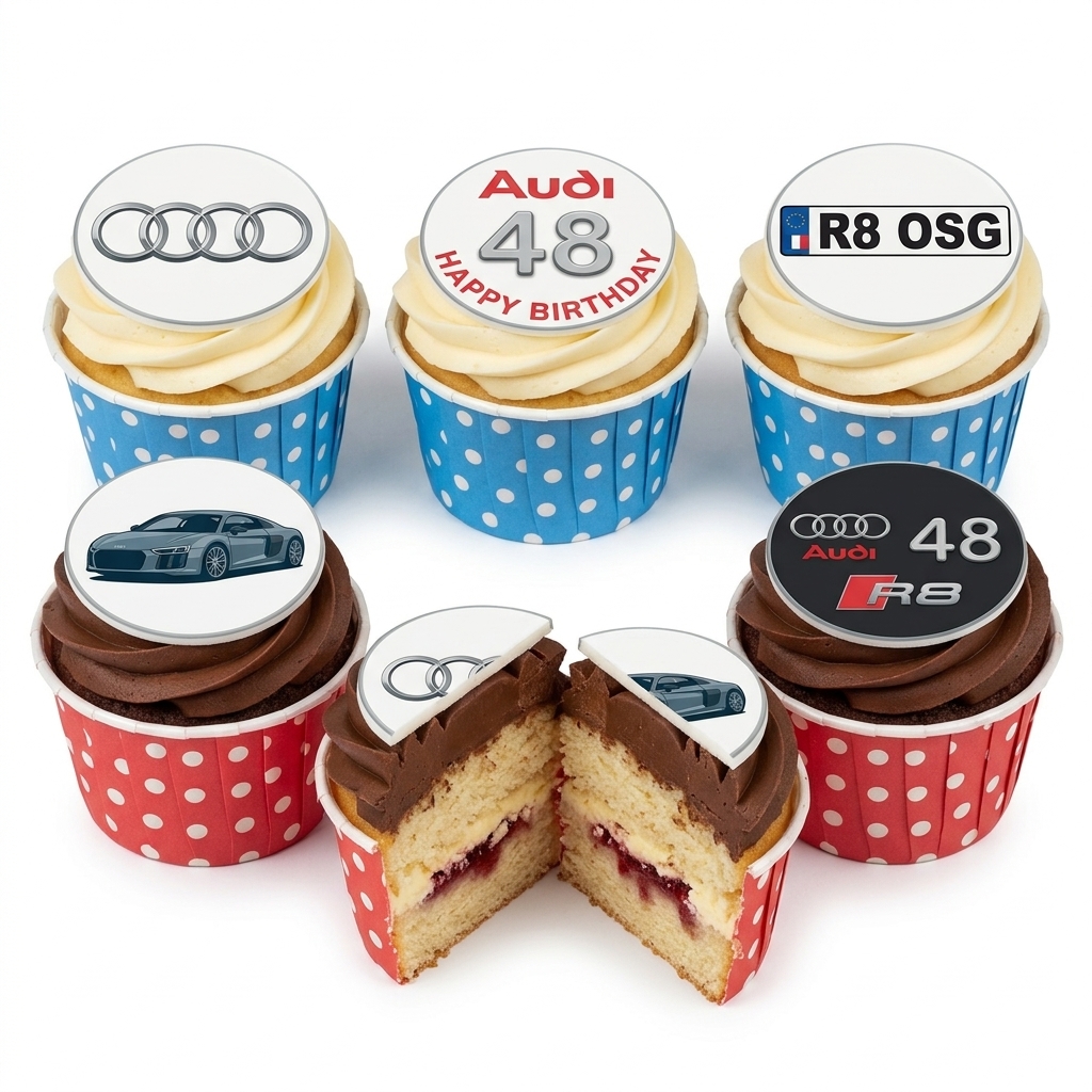 Audi R8 Birthday Cupcakes with Custom Age Topper