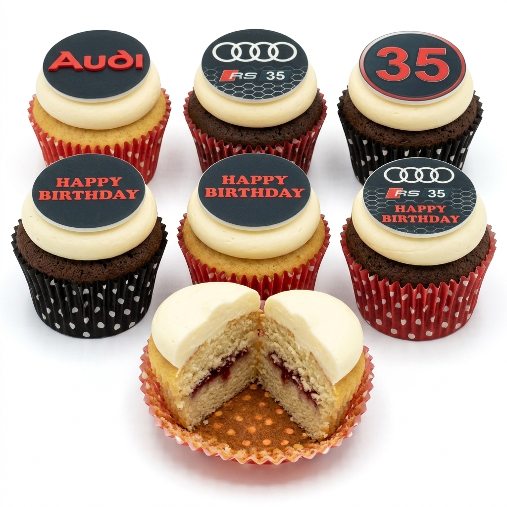 Audi Birthday Cupcakes with Custom Age Topper