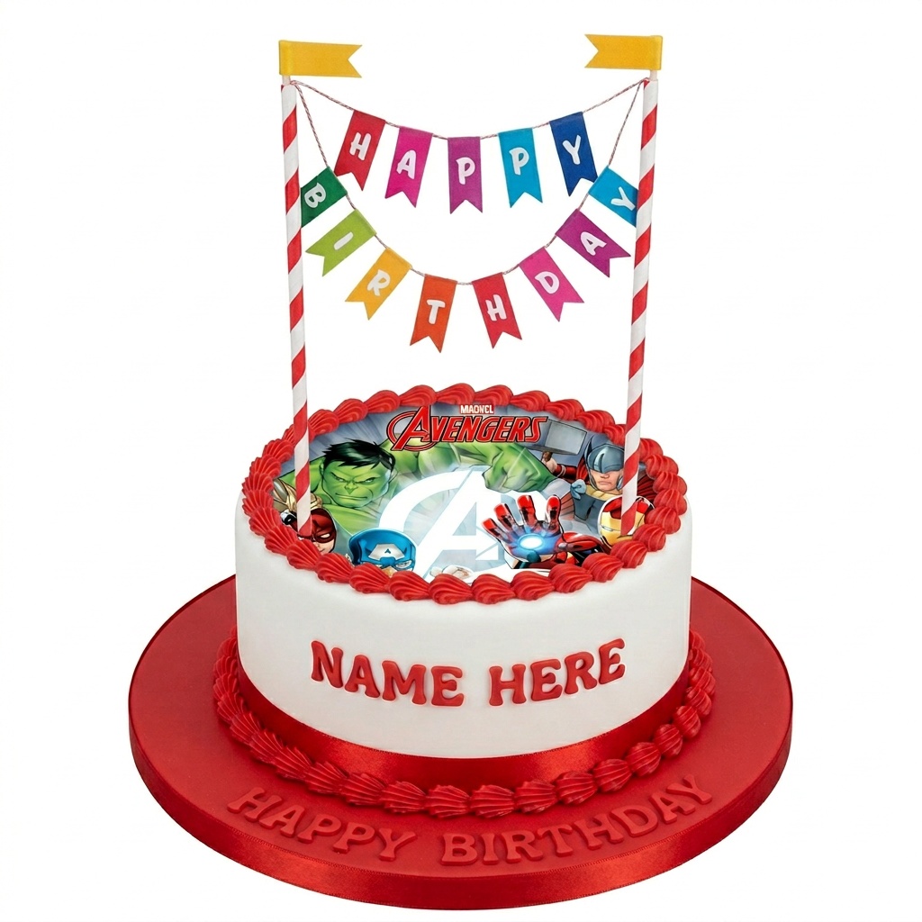 Avengers Birthday Cake with Personalised Name