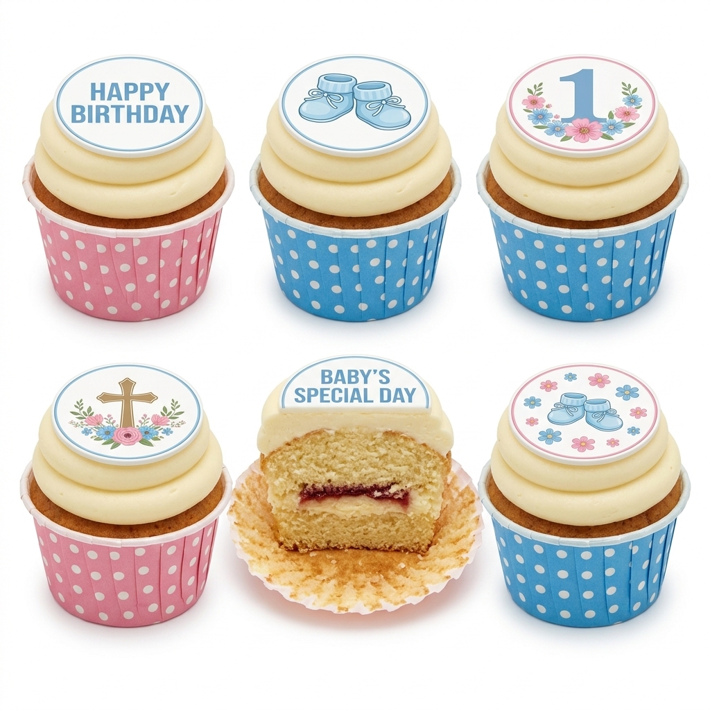 Baby Blue Booties Christening Cupcakes for Boys