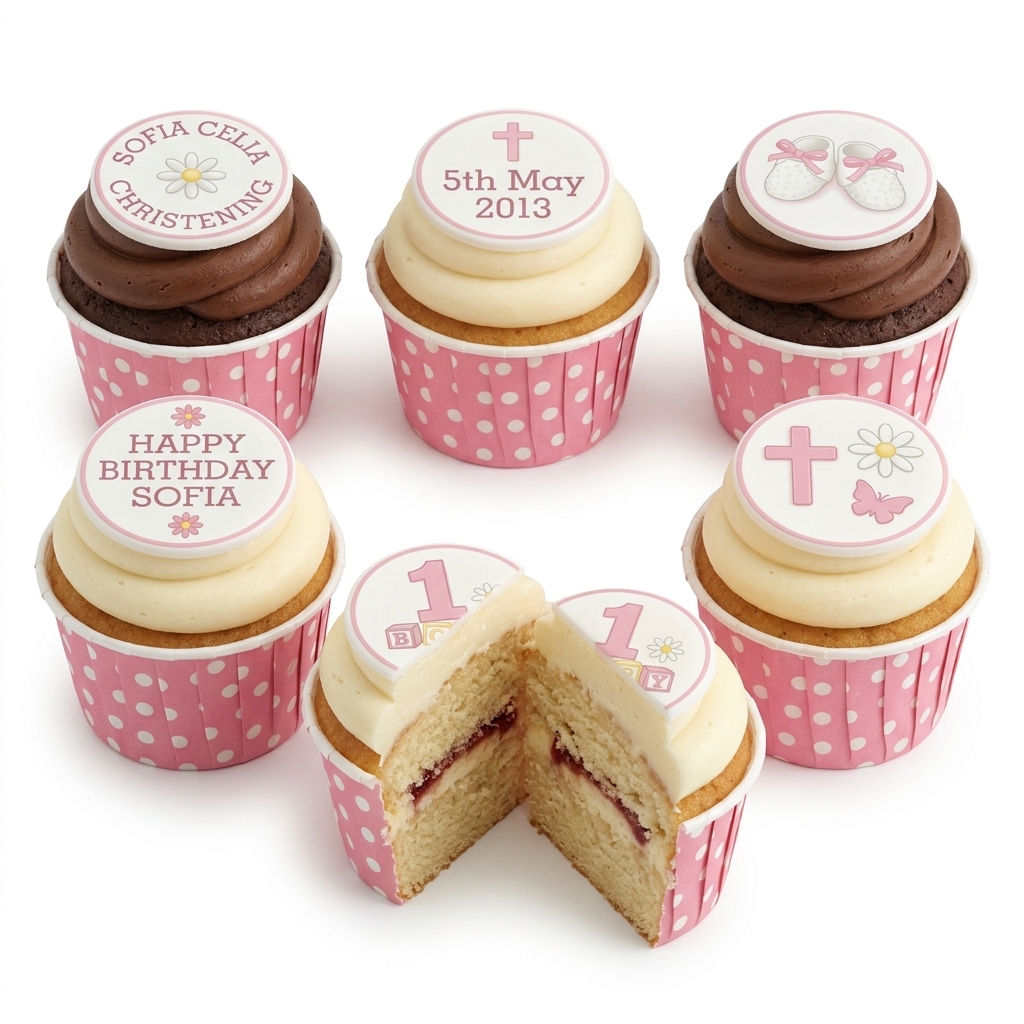 Baby Booties & Flowers Christening Cupcakes for Girls