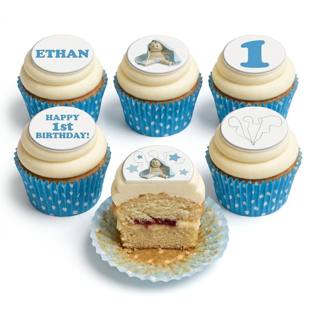 Baby Boy 1st Birthday Cupcakes