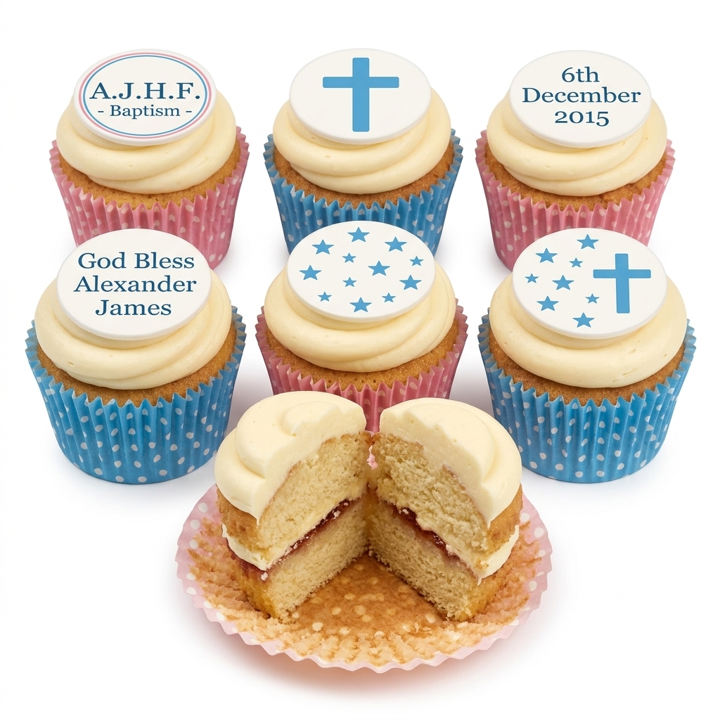 Personalised Baptism & Christening Cupcakes with Custom Toppers
