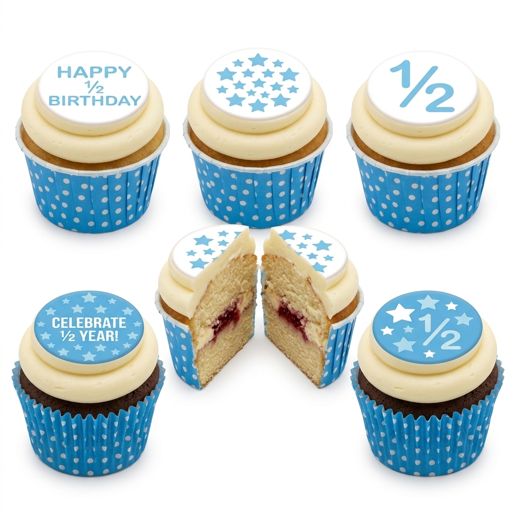 Blue Star Half Birthday Cupcakes