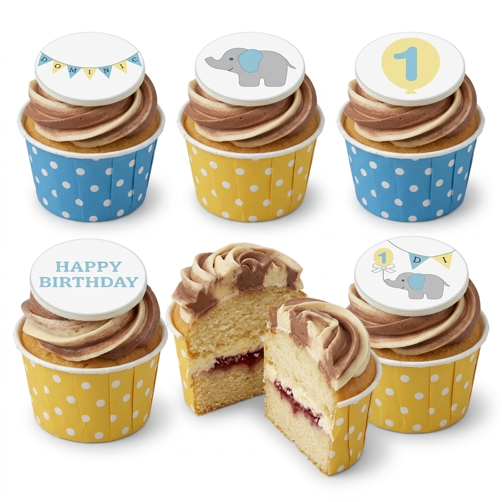 Baby Elephant 1st Birthday Cupcakes