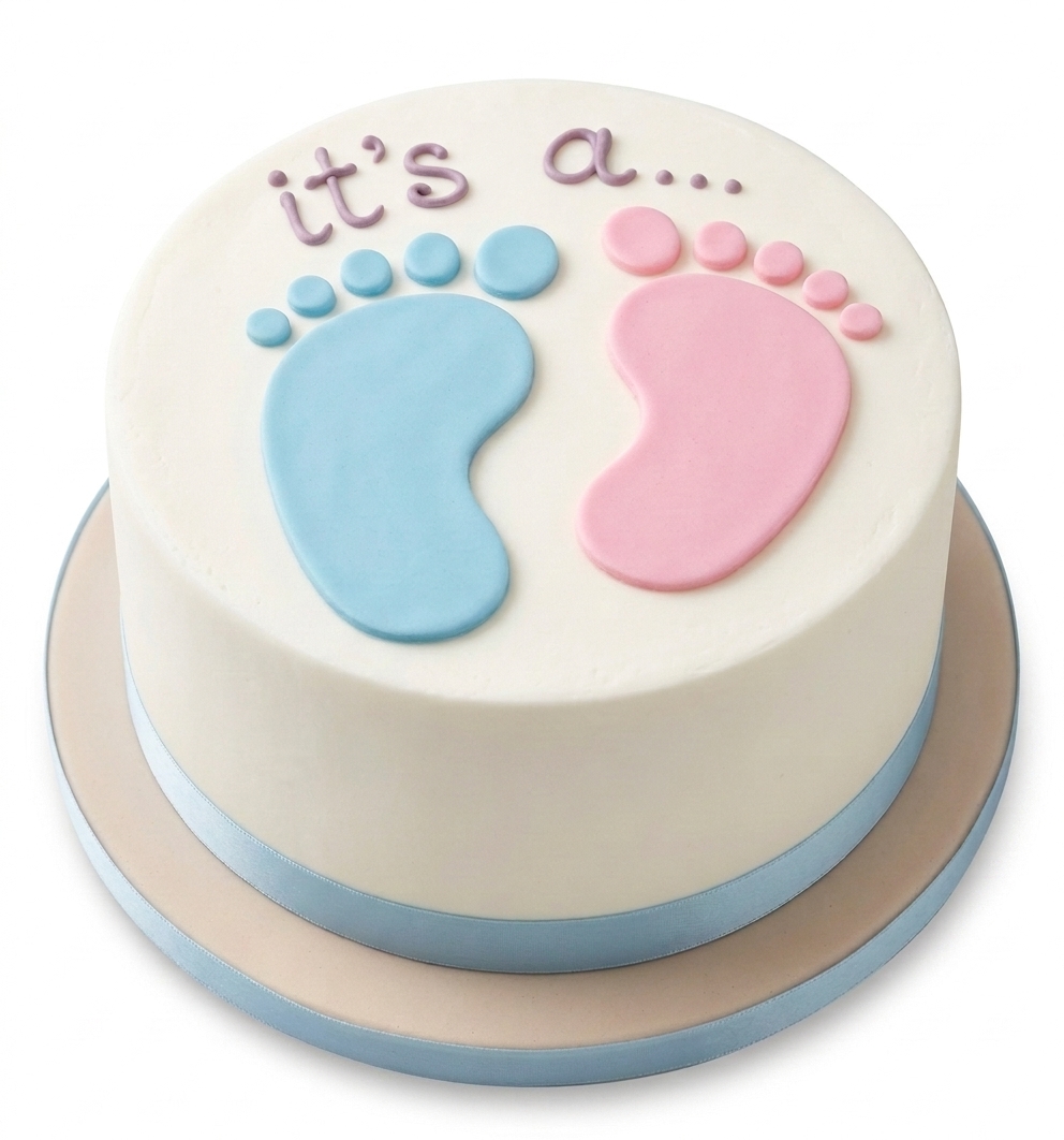 Gender Reveal Baby Feet Cake
