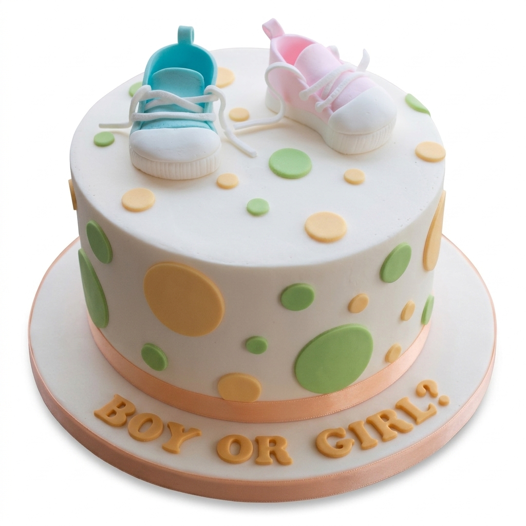 Baby Shoes Gender Reveal Cake