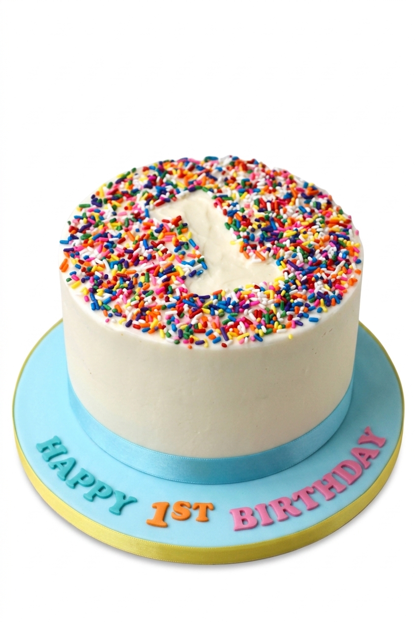 Colourful Sprinkles 1st Birthday Cake
