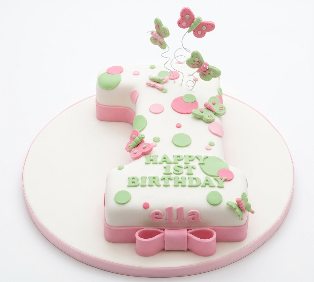 Butterfly 1st Birthday Cake for Girls