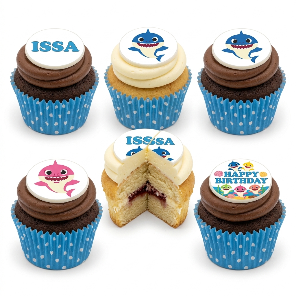 Baby Shark Birthday Cupcakes | Personalised Kids Party Treats