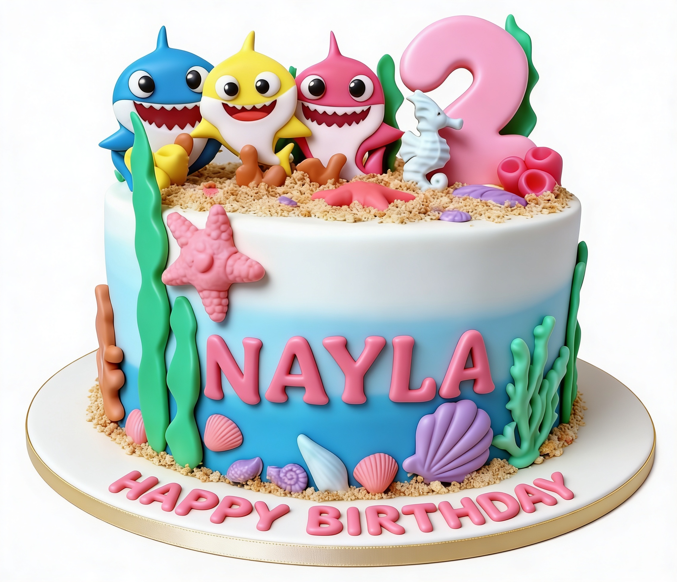 Baby Shark Birthday Cake with Custom Age