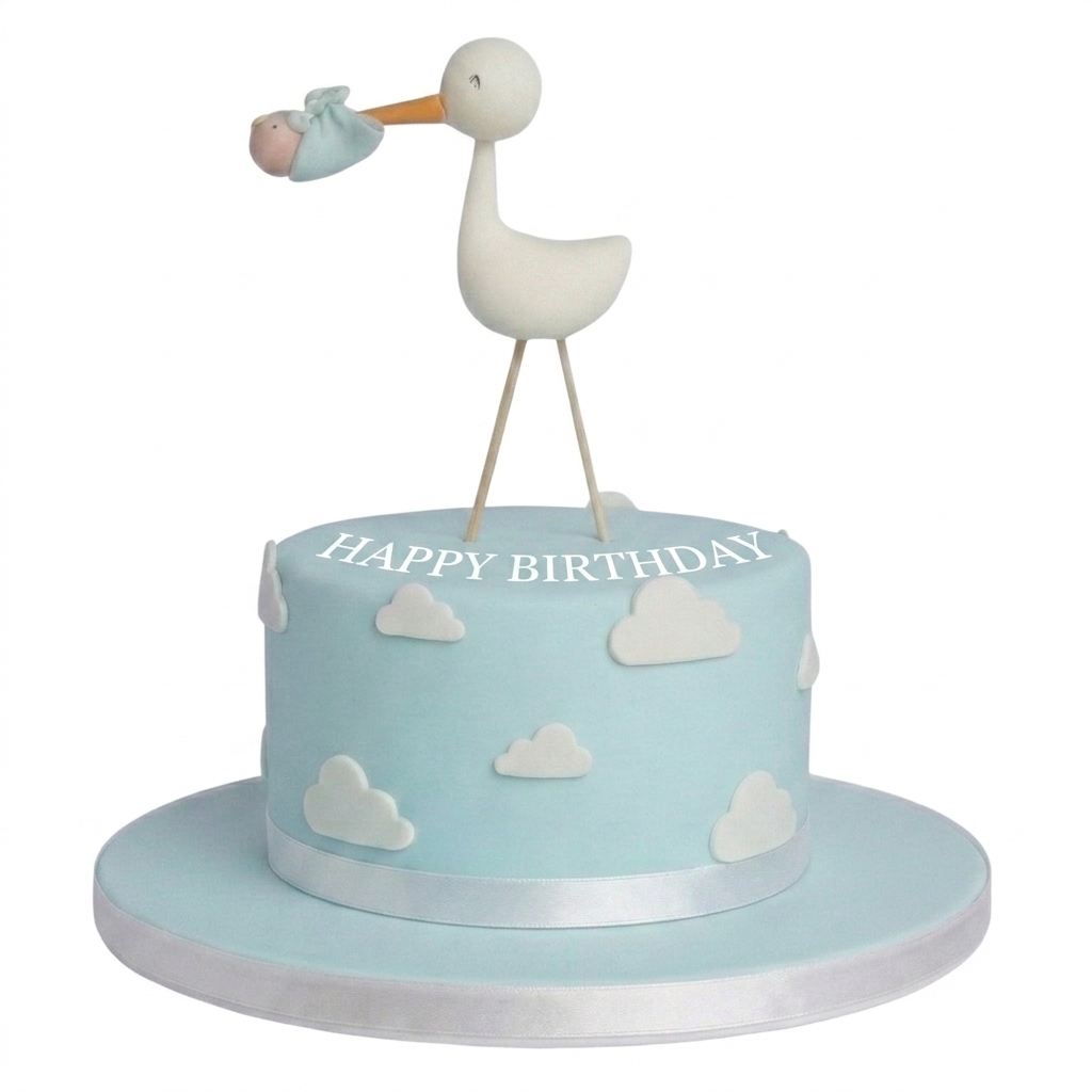 Stork Baby Shower Cake for Boys