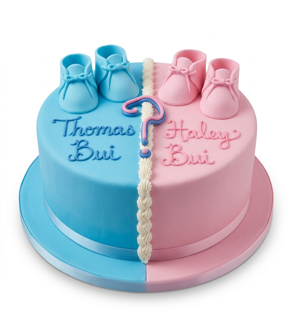 Gender Reveal Baby Shoes Cake