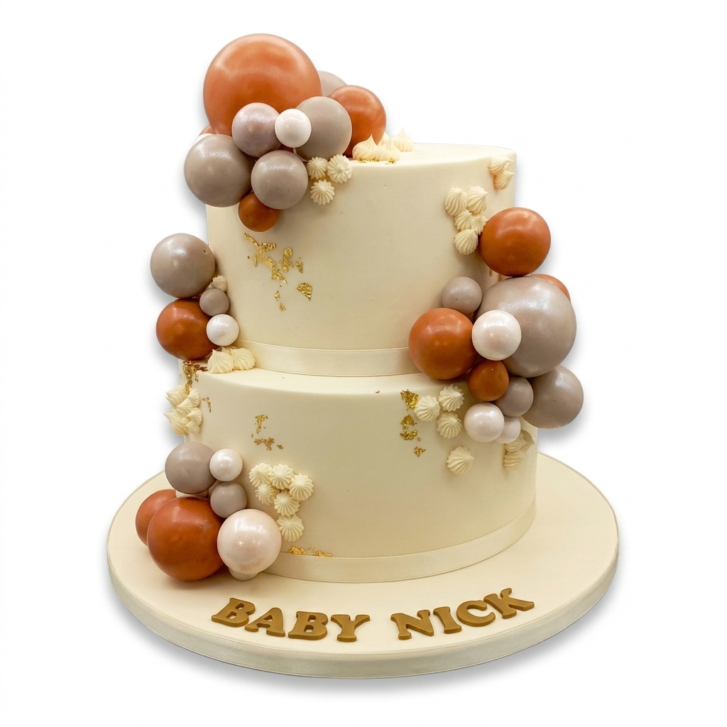 Elegant Bubble Baby Shower Cake for Boys