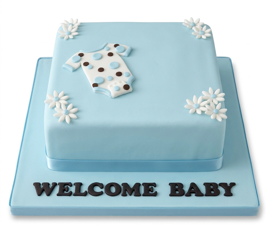 Baby Shower Cake for Boys with Baby Grow Design