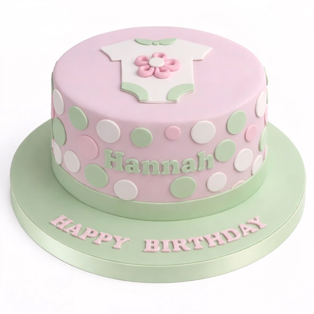 Baby Girl Birthday Cake with Polka Dots