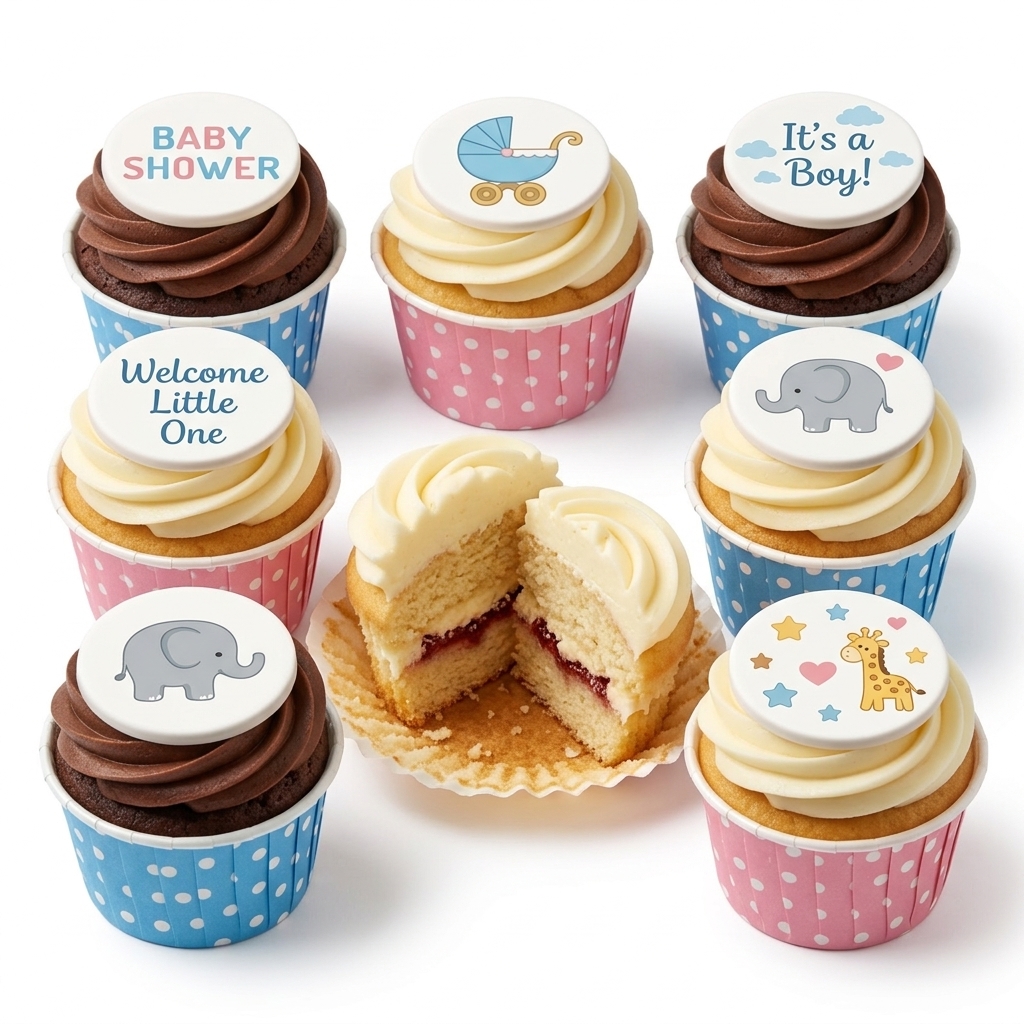 Baby Shower Cupcakes with Cute Animal Toppers