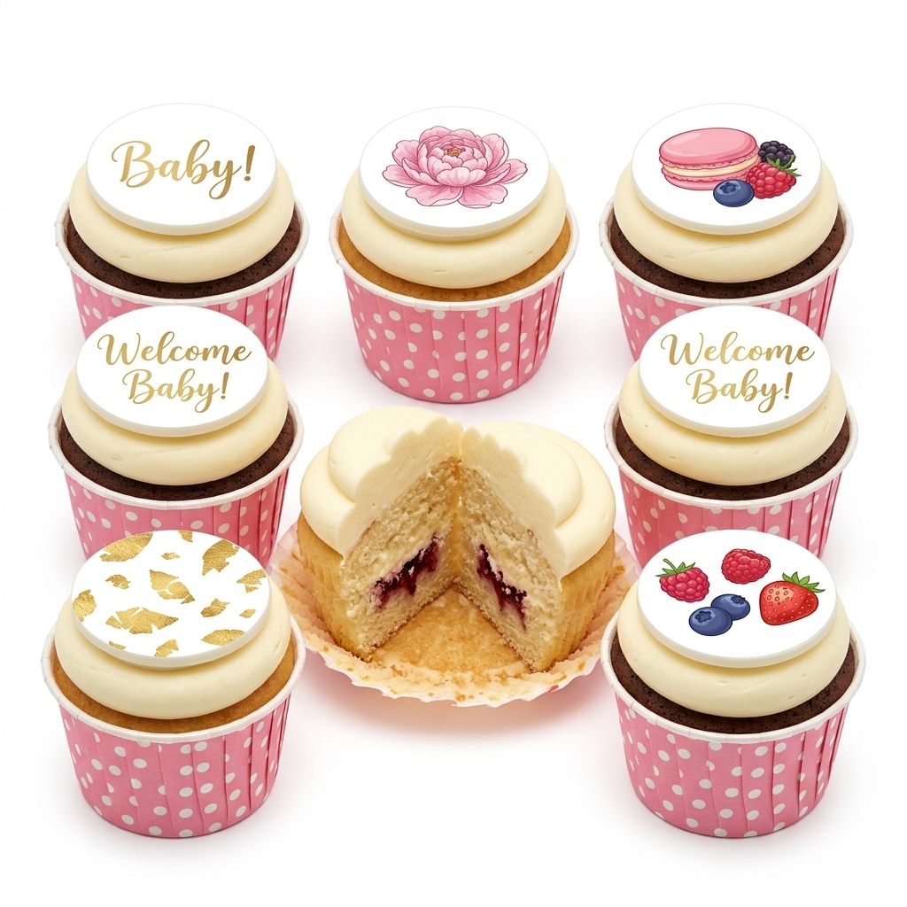 Elegant Floral & Berry Baby Shower Cupcakes for Girls