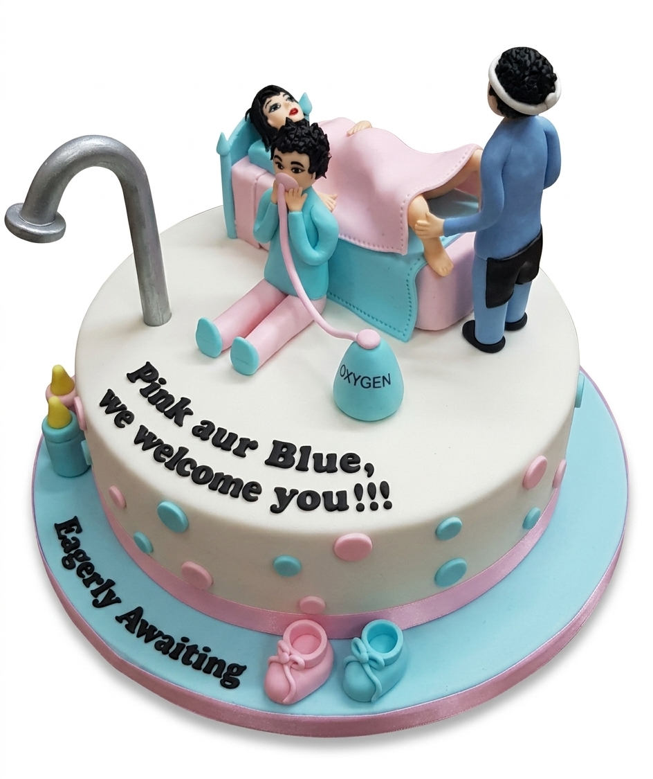 Pink & Blue Gender Reveal Baby Shower Cake