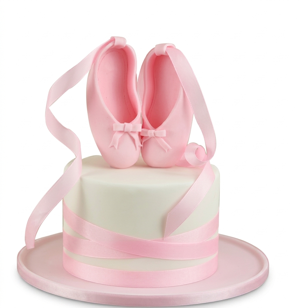 Ballerina Birthday Cake with Pink Ballet Shoes