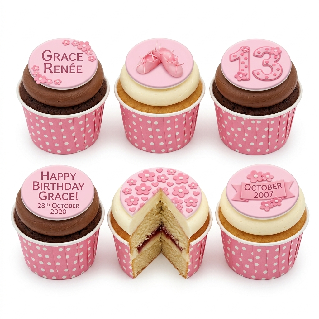 Ballet Birthday Cupcakes with Custom Age Topper