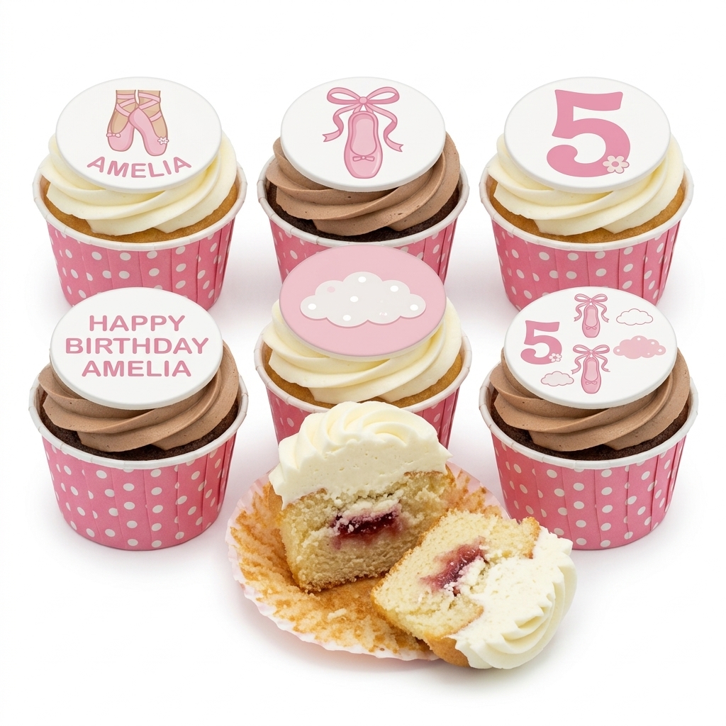 Ballerina Birthday Cupcakes | Custom Age & Name