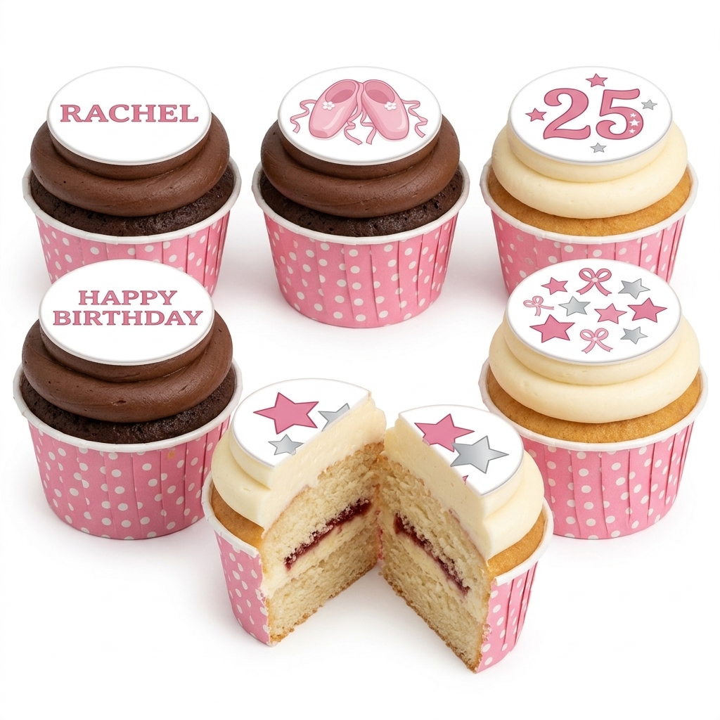 Ballet Birthday Cupcakes with Custom Age Topper