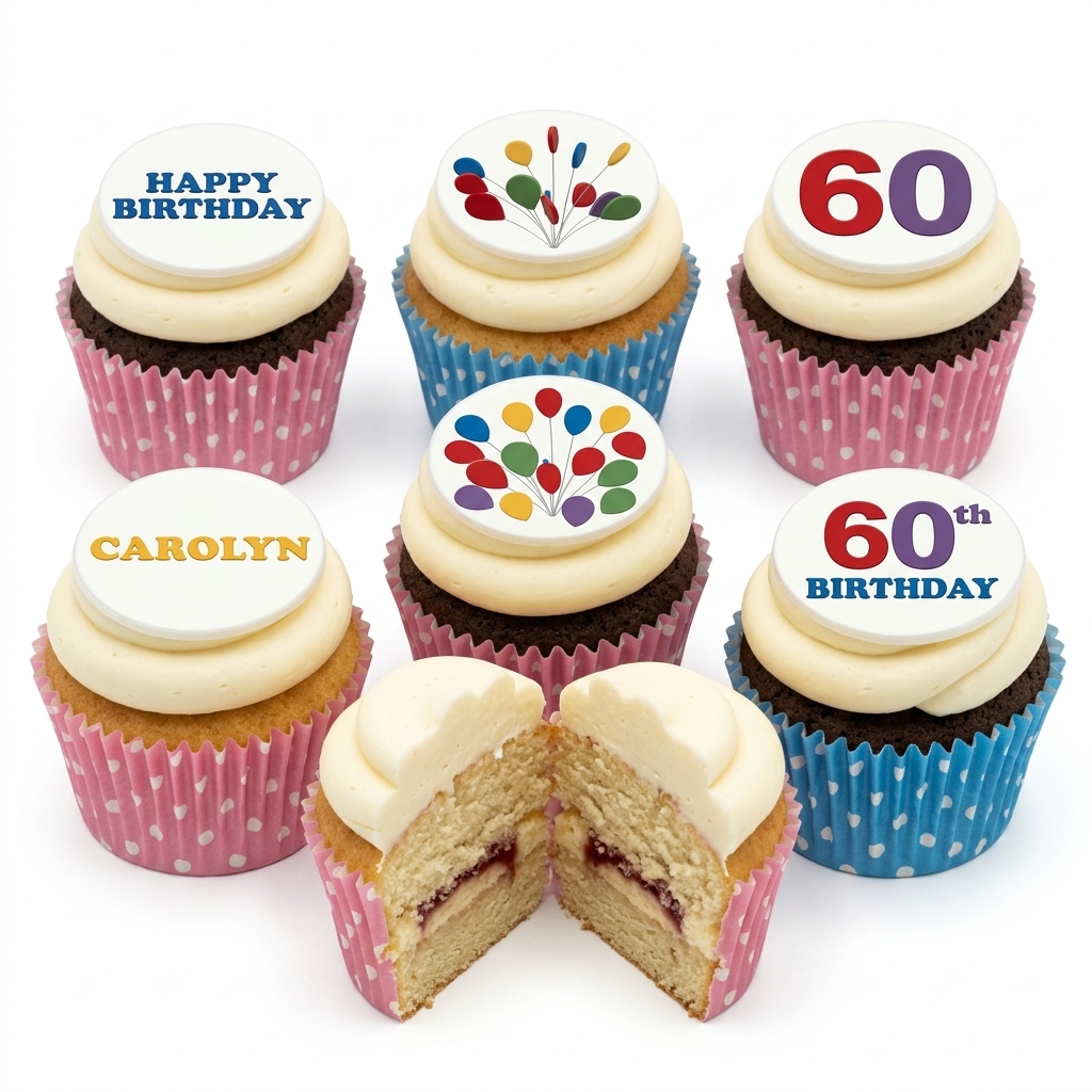 Personalised Balloon Birthday Cupcakes