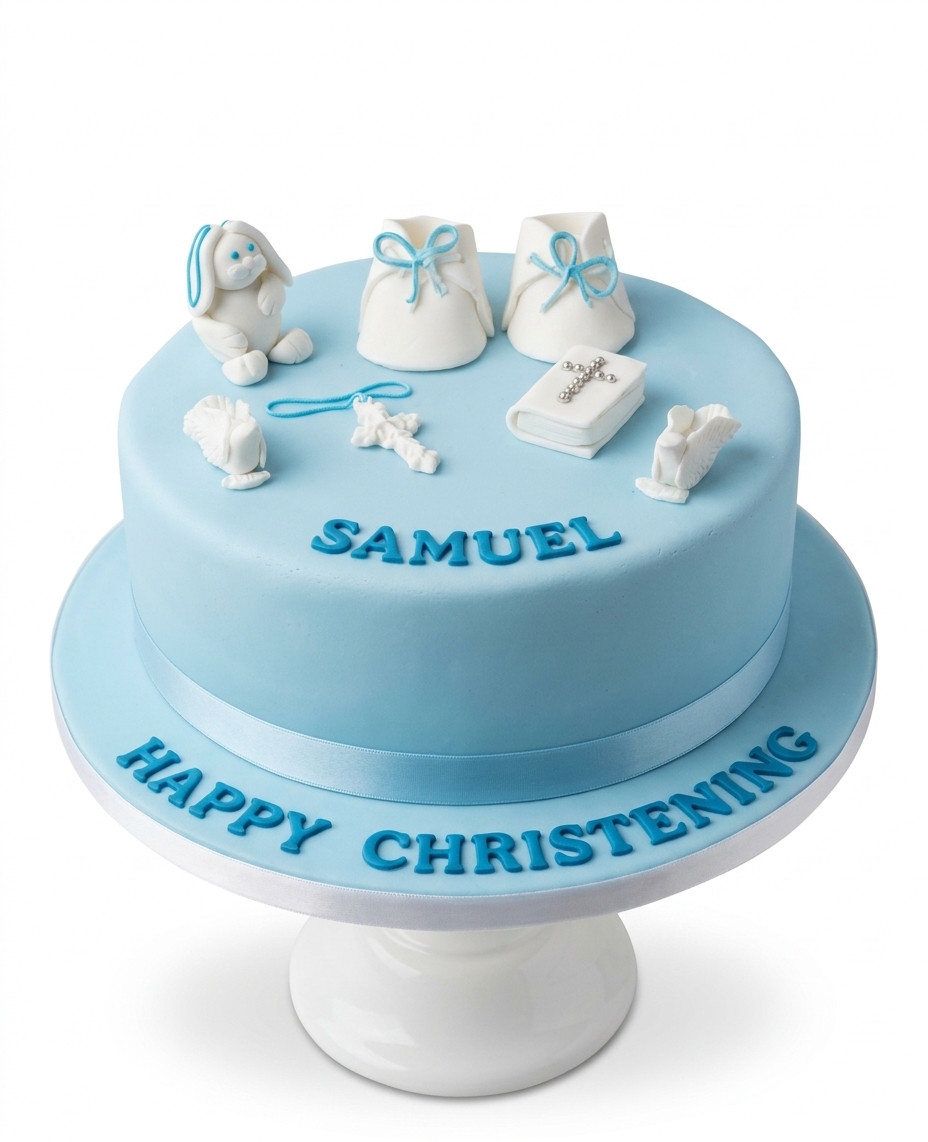 Christening Cake for Boys with Baby Booties