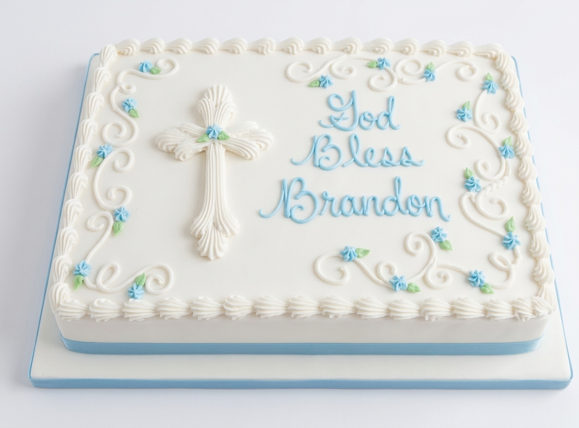Personalised Christening Cake with Cross for Boys