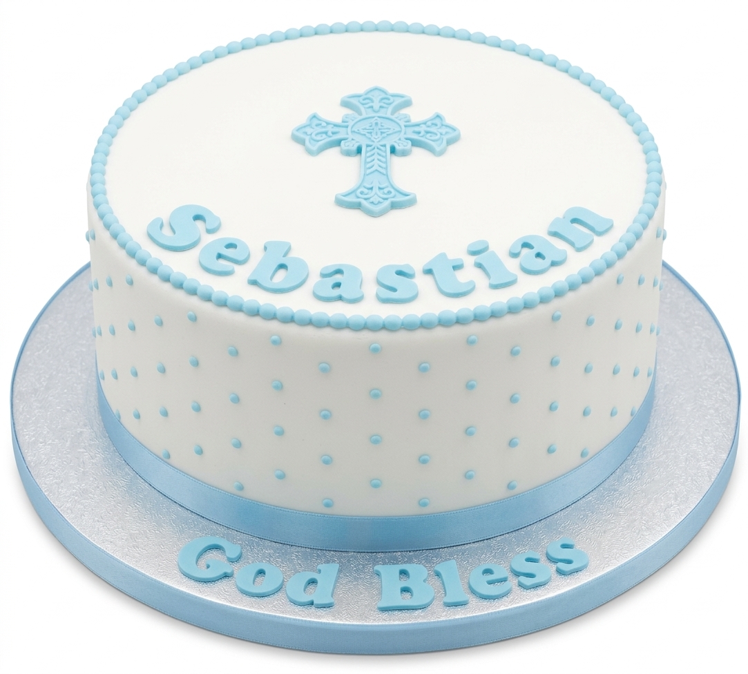 Blue Cross Christening Cake for Boys
