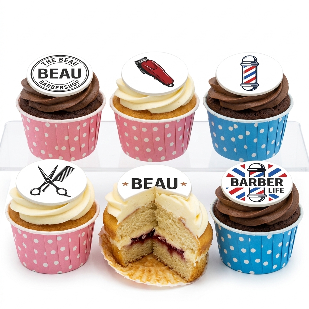 Barber Theme Birthday Cupcakes