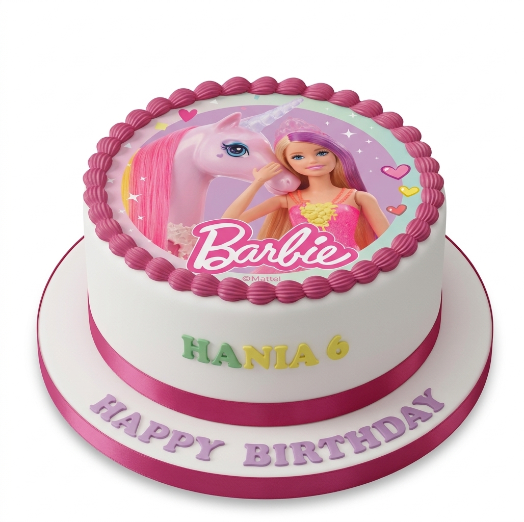 Barbie Unicorn Birthday Cake for Girls
