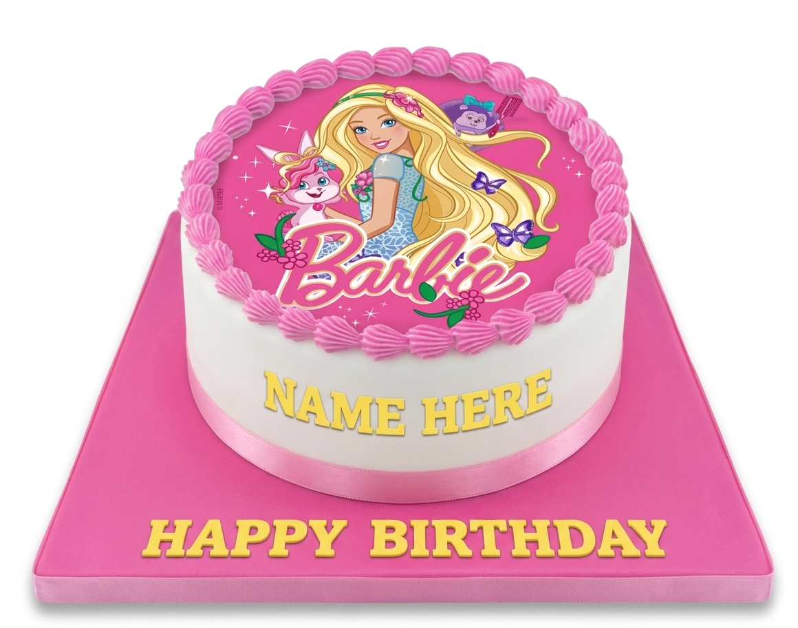 Barbie Birthday Cake with Custom Name