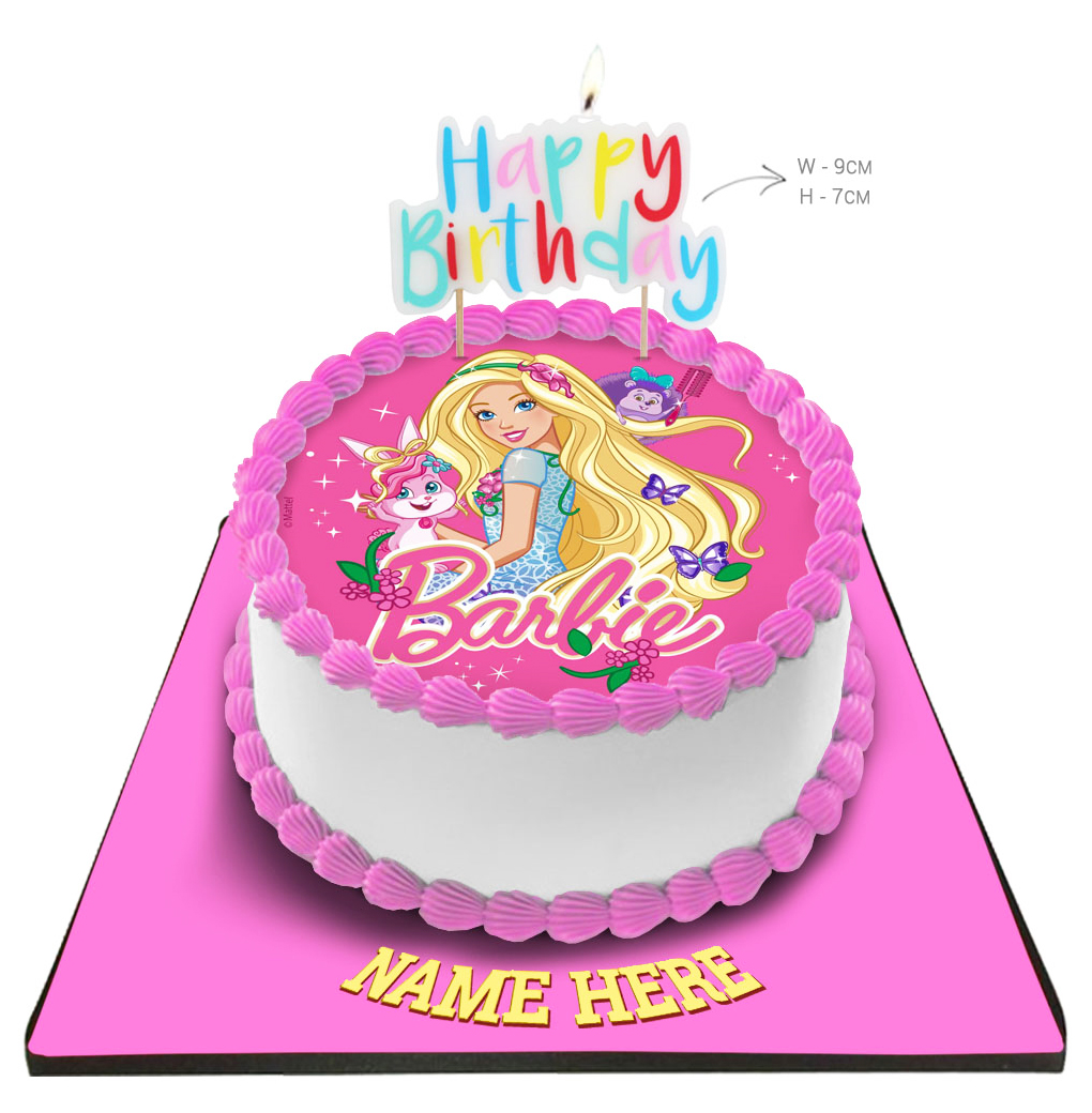Barbie Cake with Happy Birthday Candle