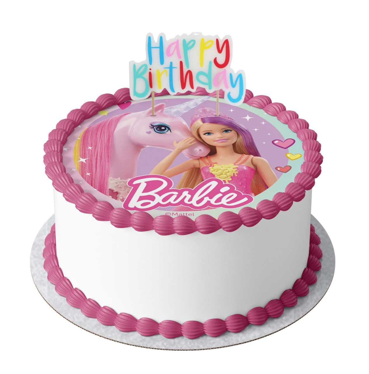 Barbie Cake with Happy Birthday Candle