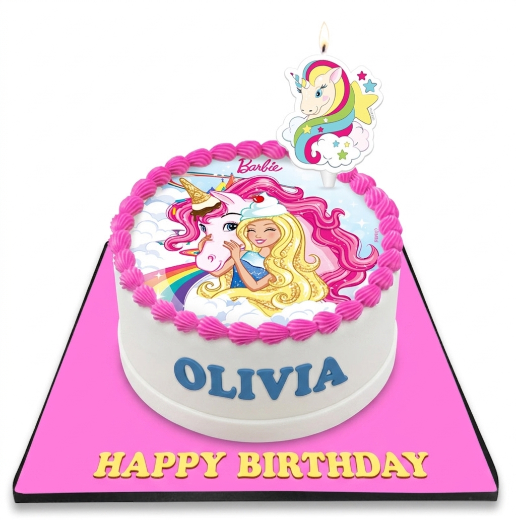 Barbie Unicorn Birthday Cake for Girls
