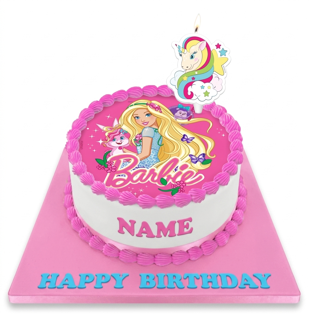 Barbie Birthday Cake with Personalised Name