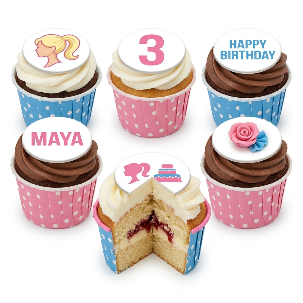 Girls Birthday Cupcakes with Custom Age & Name