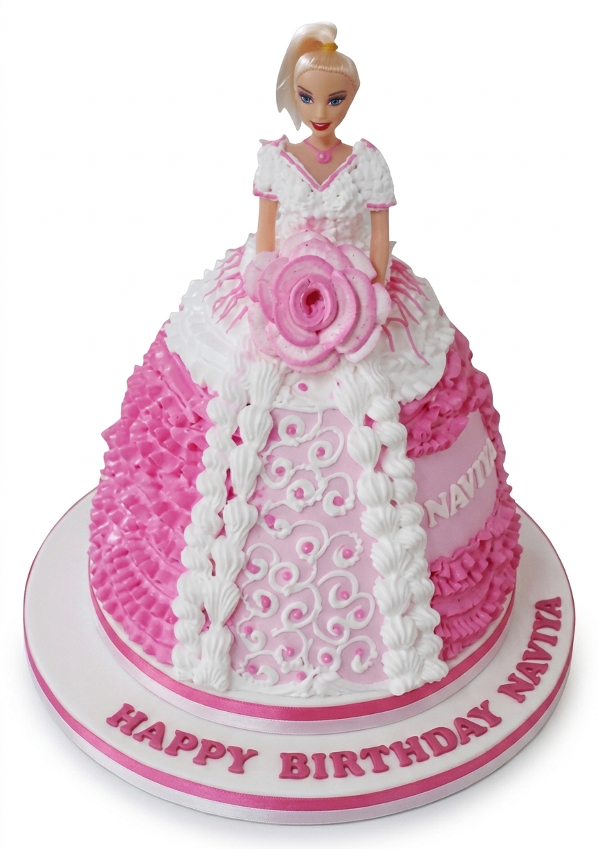 Pink Princess Doll Birthday Cake
