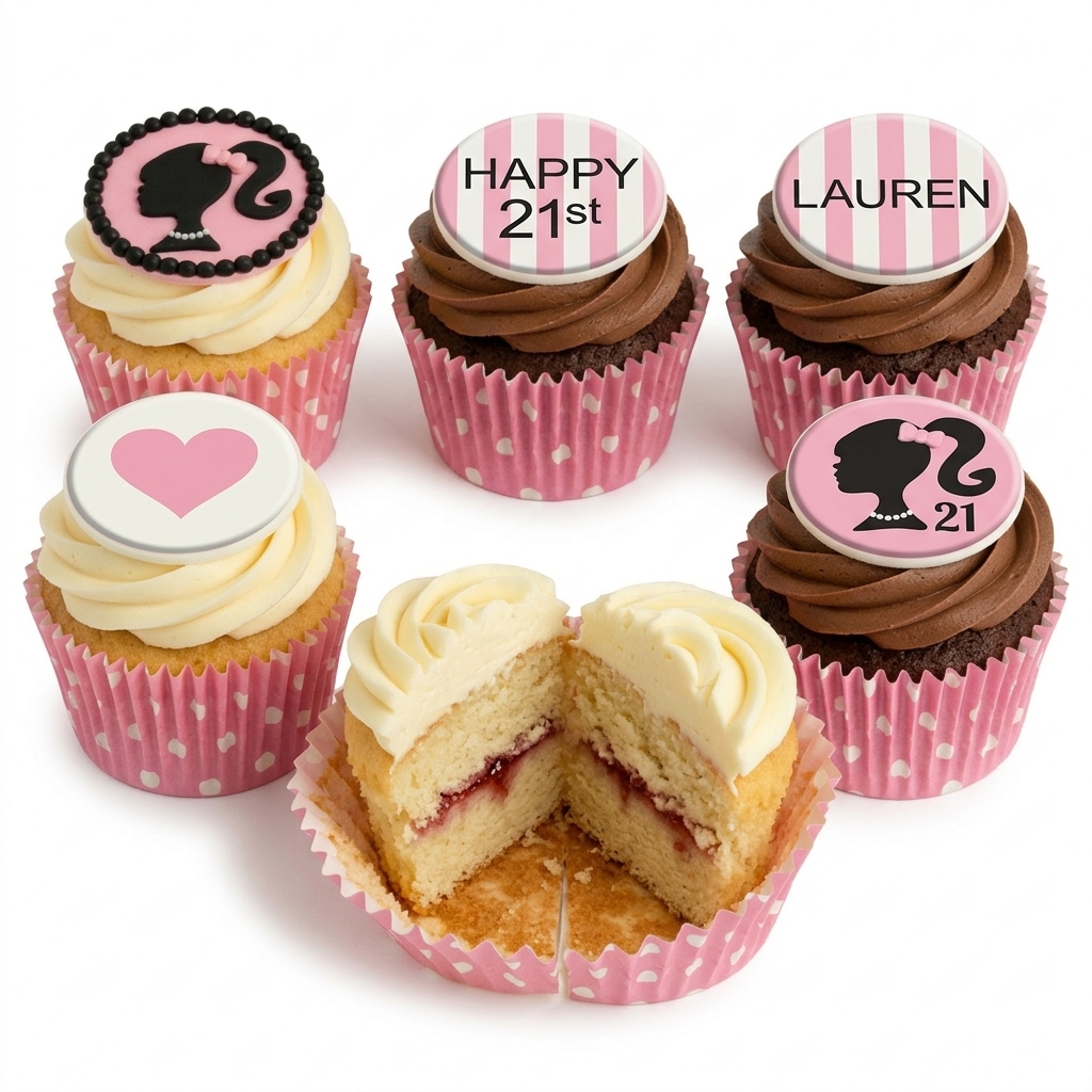 Barbie Silhouette Birthday Cupcakes with Custom Age