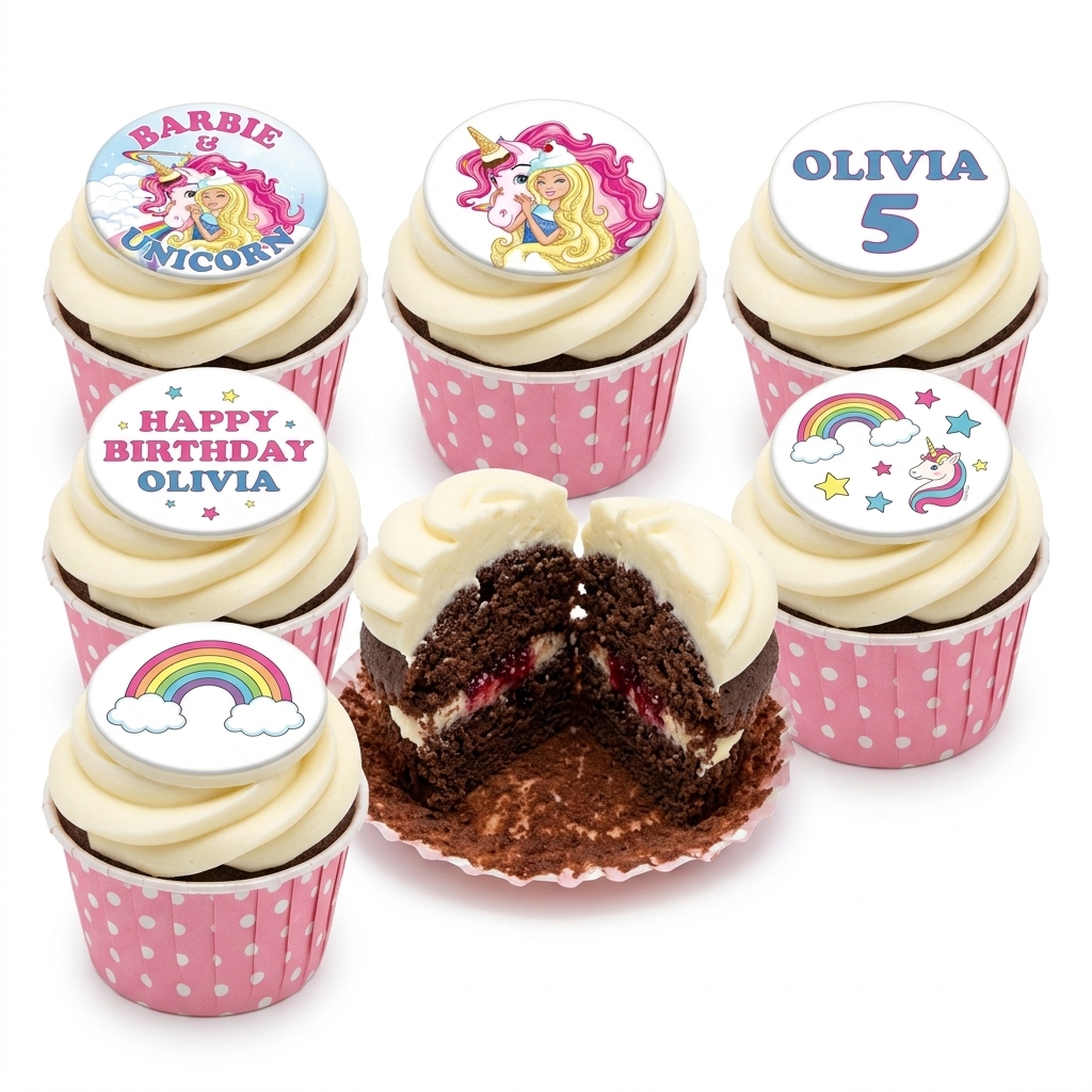 Barbie & Unicorn Birthday Cupcakes