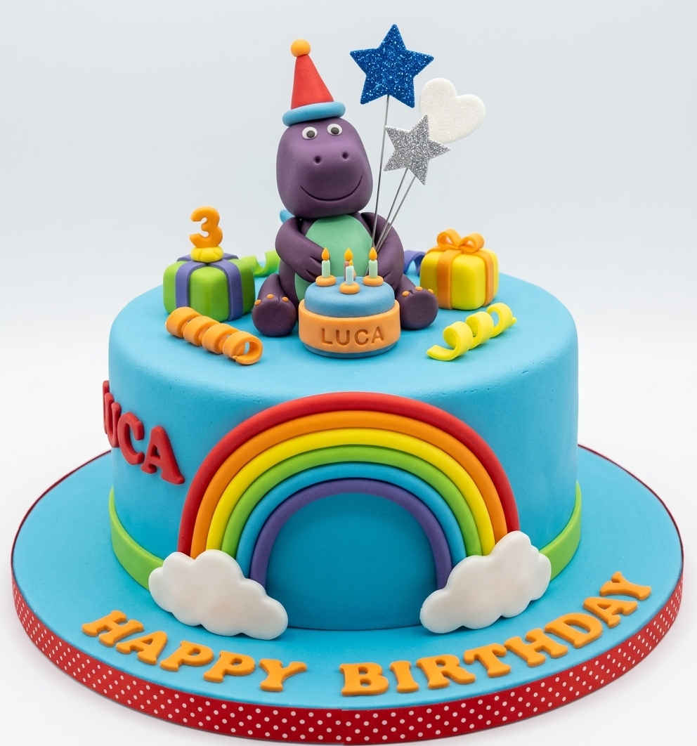 Kids Dinosaur & Rainbow Birthday Cake