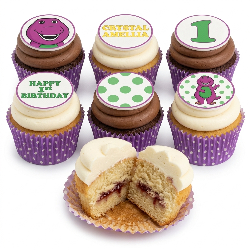Barney 1st Birthday Cupcakes