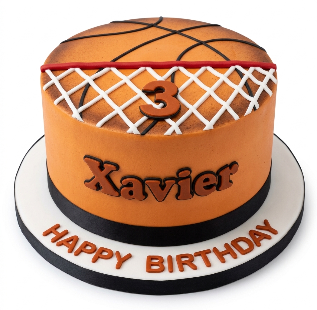 Basketball Birthday Cake with Custom Age Topper
