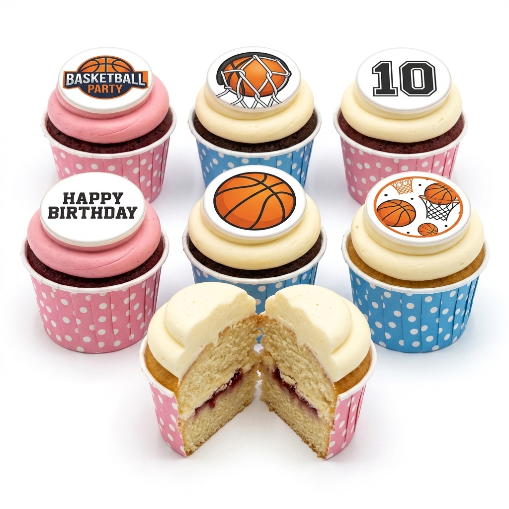 Basketball Theme Birthday Cupcakes