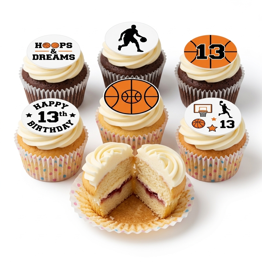 Basketball Theme Birthday Cupcakes